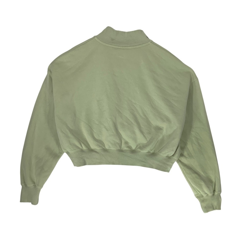 Nike Womens XL Sage Green Quarter Zip Cropped Fleece Sweatshirt DQ5838-334 - Picture 2 of 6